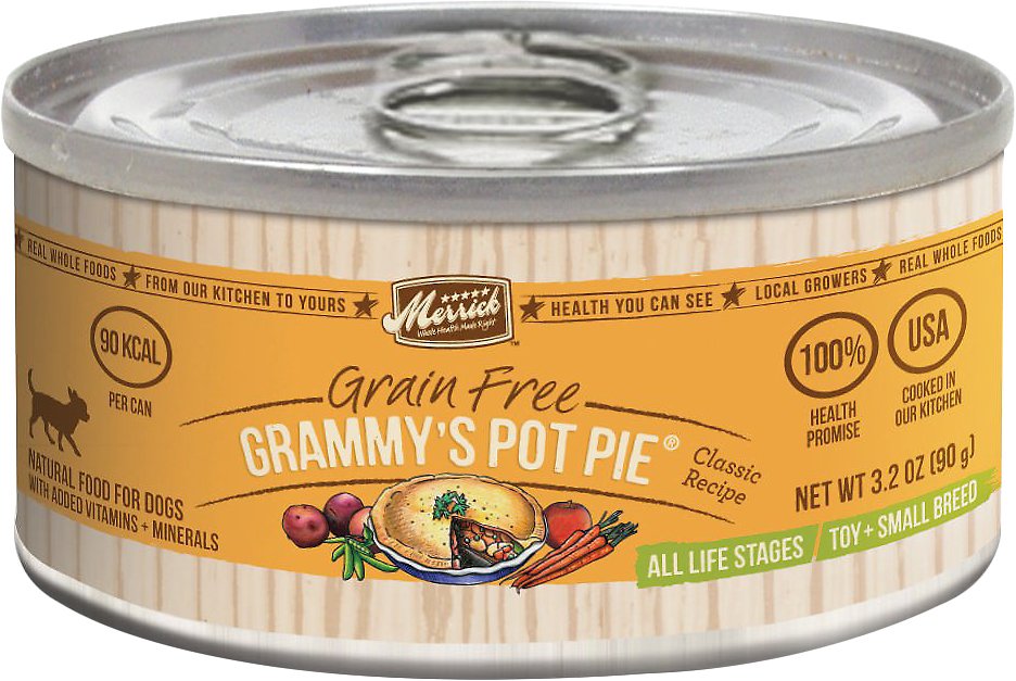 Merrick Classic Grain-Free Grammy's Pot Pie Toy & Small Breed Recipe Canned Dog Food, 3.2-oz, case of 24