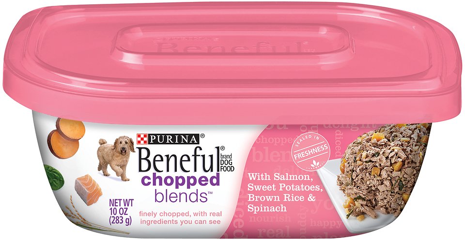 Purina Beneful Chopped Blends with Salmon, Sweet Potatoes, Brown Rice & Spinach Wet Dog Food, 10-oz, case of 8