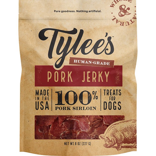 Tylee's Pork Jerky Human-Grade Dog Treats, 8-oz bag