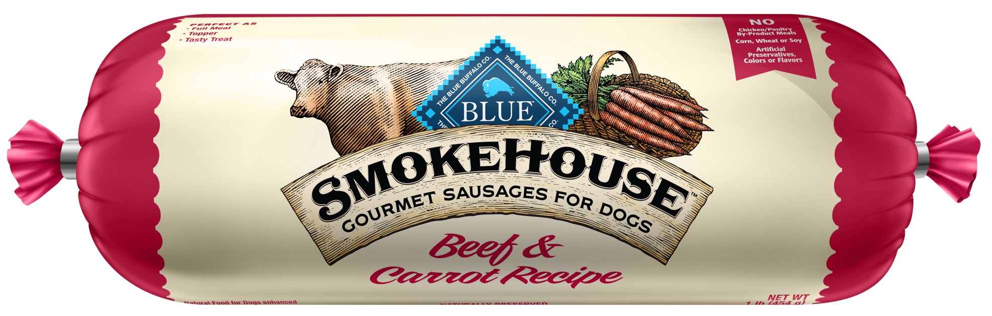 Blue Buffalo Smokehouse Beef & Carrot Recipe Sausage Dog Food Roll