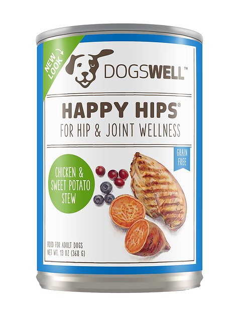 Dogswell Happy Hips Chicken & Sweet Potato Stew Recipe Grain-Free Canned Dog Food, 13-oz, case of 12