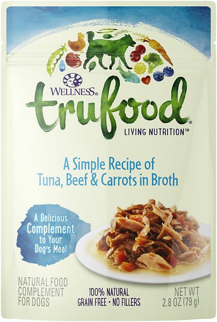 Wellness TruFood Tuna, Beef & Carrots in Broth Grain-Free Dog Food Topper, 2.8-oz, case of 24