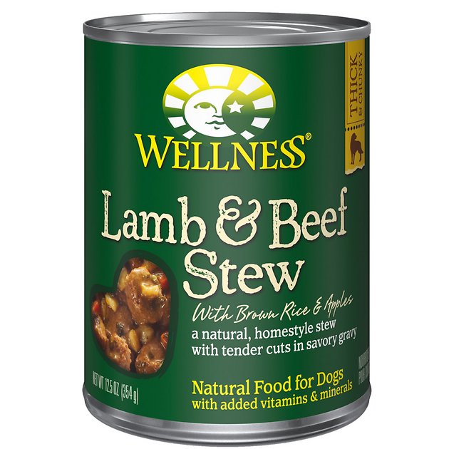 Wellness Lamb & Beef Stew with Brown Rice & Apples Canned Dog Food, 12.5-oz, case of 12