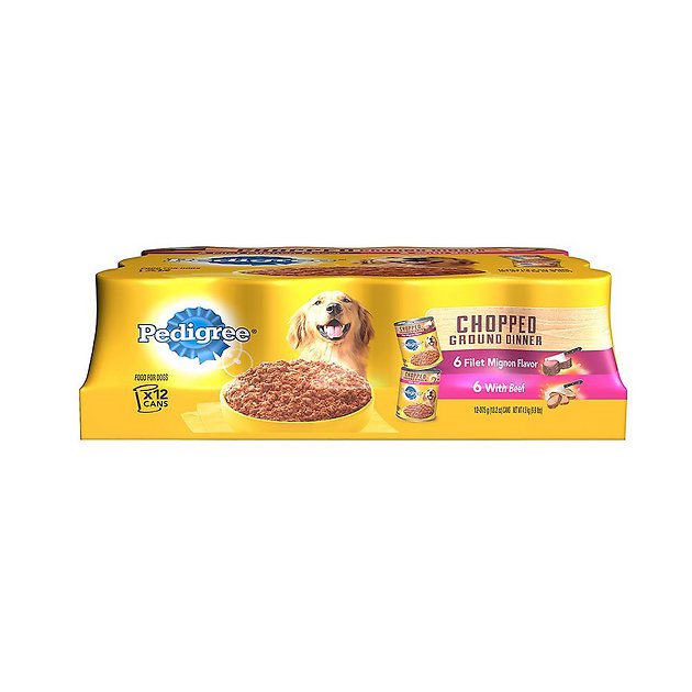 Pedigree Chopped Ground Dinner Variety Pack With Filet Mignon & Beef Canned Dog Food, 13.2-oz, case of 12