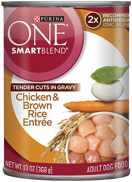 Purina ONE SmartBlend Tender Cuts in Gravy Chicken & Brown Rice Entree Adult Canned Dog Food, 13-oz, case of 12