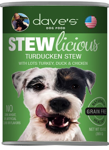 Dave's Pet Food Stewlicious Grain-Free Turducken Stew Canned Dog Food, 13-oz, case of 12