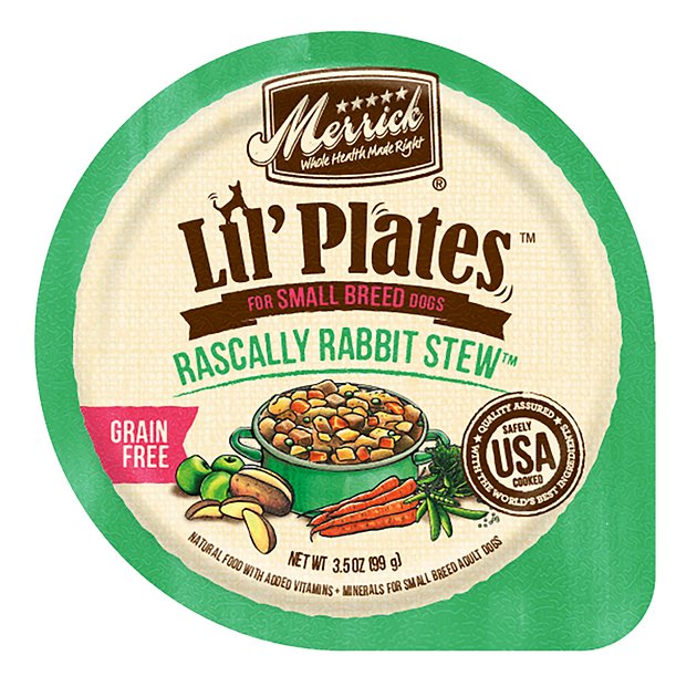 Merrick Lil' Plates Grain-Free Rascally Rabbit Stew Dog Food Trays, 3.5-oz, case of 12