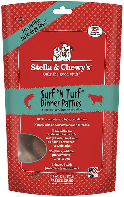 Stella & Chewy's Surf 'N Turf Dinner Patties Grain-Free Freeze-Dried Dog Food