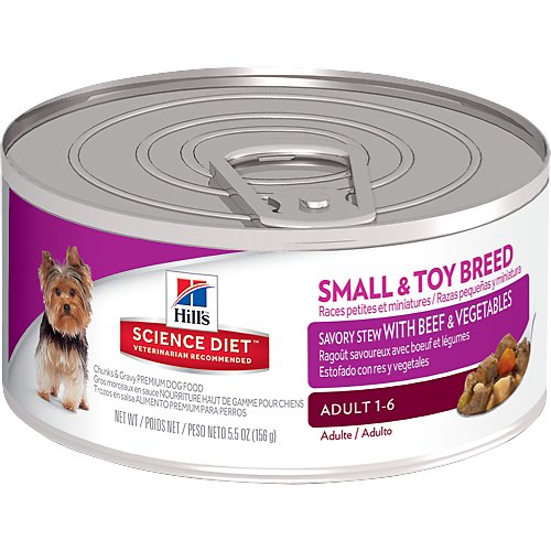 Hill's Science Diet Small & Toy Adult Savory Stew with Beef & Vegetables Canned Dog Food, 5.5-oz, case of 24