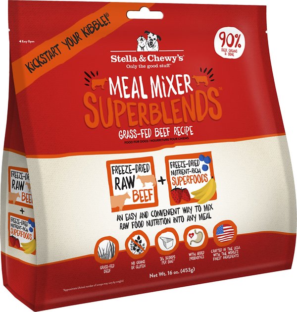 Stella & Chewy's SuperBlends Grass-Fed Beef Recipe Meal Mixers Grain-Free Freeze-Dried Dog Food