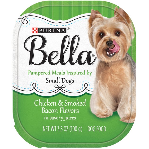 Purina Bella Chicken & Smoked Bacon Flavors Small Breed Dog Food Trays, 3.5-oz, case of 12