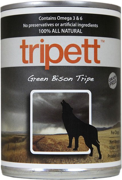 PetKind Tripett Green Bison Tripe Grain-Free Canned Dog Food, 13-oz, case of 12