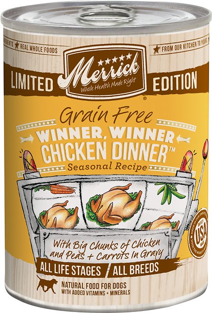 Merrick Seasonals Winner, Winner Chicken Dinner Recipe Grain-Free Canned Dog Food, 12.7-oz, case of 12