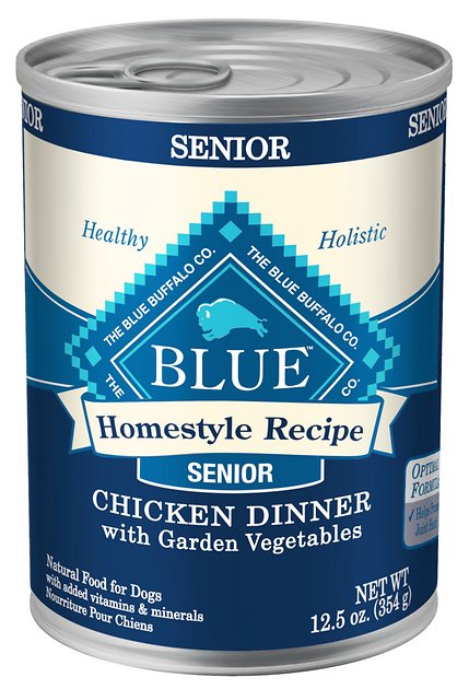 Blue Buffalo Homestyle Recipe Senior Chicken Dinner with Garden Vegetables Canned Dog Food, 12.5-oz, case of 12