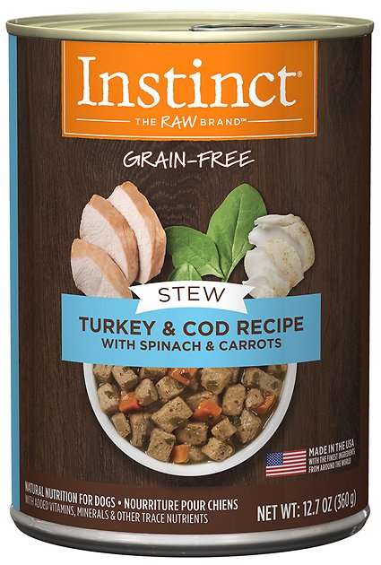 Instinct by Nature's Variety Stew Grain-Free Turkey & Cod with Spinach & Carrots Recipe Canned Dog Food, 12.7-oz, case of 6