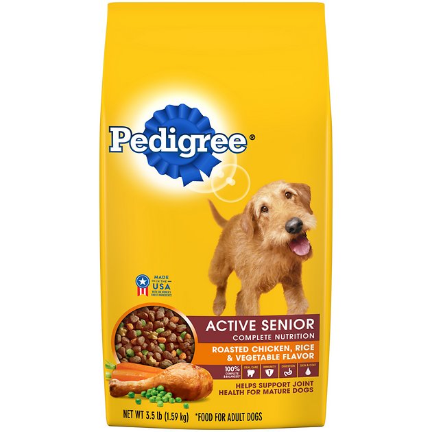 Pedigree Active Senior Roasted Chicken, Rice & Vegetable Flavor Dry Dog Food, 3.5-lb bag