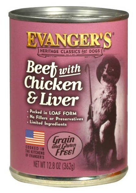 Evanger's Classic Recipes Beef with Chicken & Liver Grain-Free Canned Dog Food, 12.8-oz, case of 12