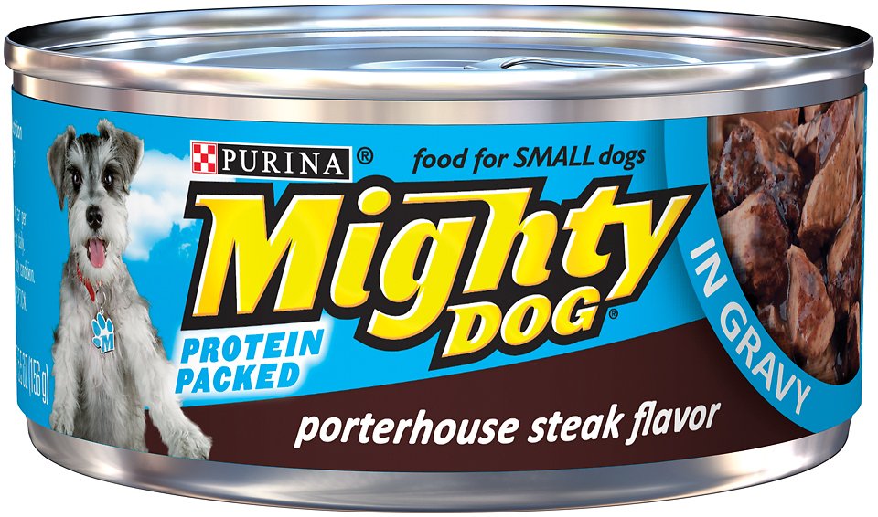 Mighty Dog Porterhouse Steak Flavor in Gravy Canned Dog Food, 5.5-oz, case of 24