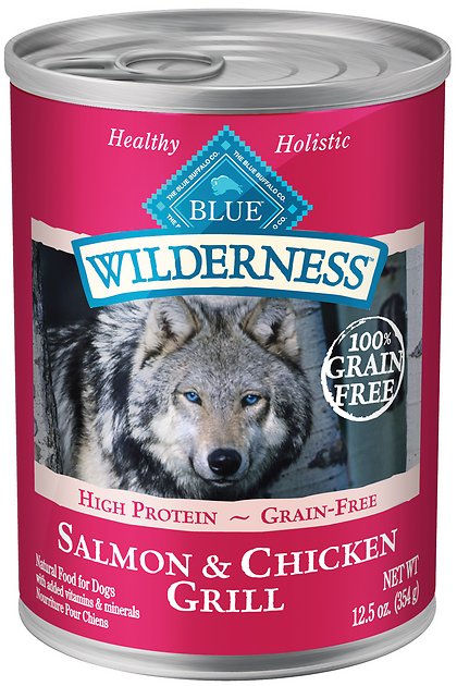 Blue Buffalo Wilderness Salmon & Chicken Grill Grain-Free Canned Dog Food, 12.5-oz, case of 12