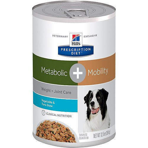 Hill's Prescription Diet Metabolic Weight + Mobility Tuna & Vegetable Stew Canned Dog Food, 12.5-oz, case of 12