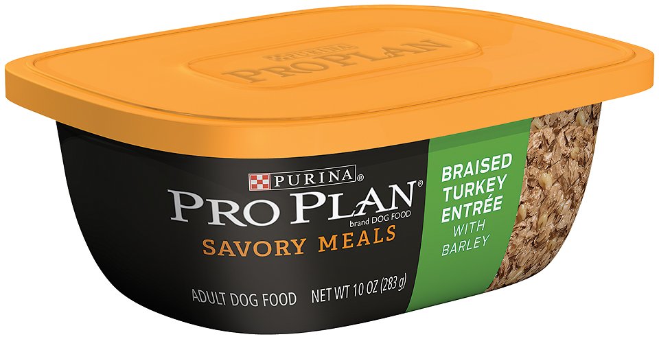 Purina Pro Plan Savory Meals Braised Turkey Entree with Barley Wet Dog Food, 10-oz tub, case of 8