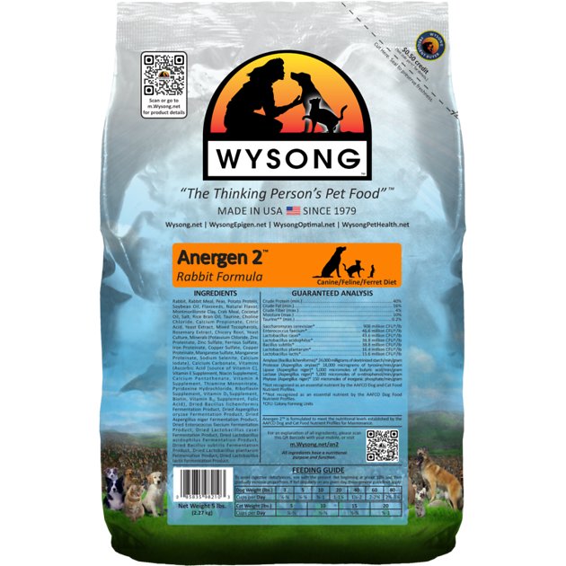 Wysong Anergen 2 Rabbit Formula Dry Dog, Cat & Ferret Food, 5-lb bag