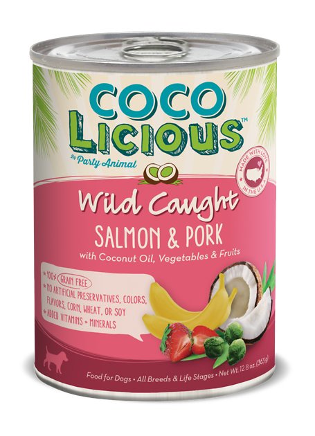 Party Animal Cocolicious Wild Caught Salmon & Pork Recipe Grain-Free Canned Dog Food, 12.8-oz, case of 12