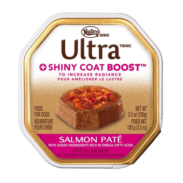 Nutro Ultra Shiny Coat Boost Salmon Pate Dog Food Trays, 3.5-oz, case of 24