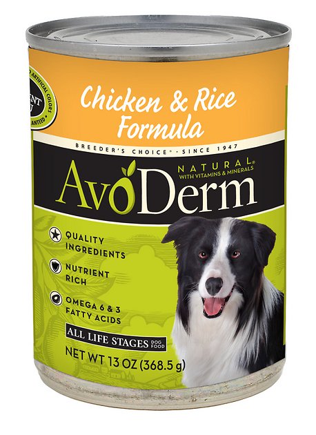 AvoDerm Natural Chicken & Rice Formula Canned Dog Food, 13-oz, case of 12