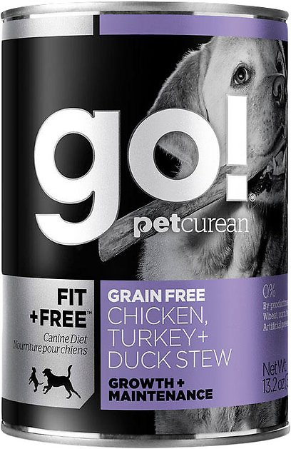 Go! Fit + Free Grain-Free Chicken, Turkey & Duck Stew Canned Dog Food, 13.2-oz, case of 12