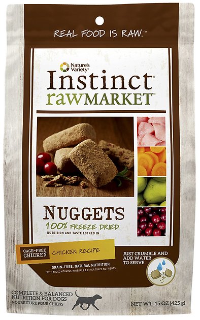 Instinct by Nature's Variety Raw Market Grain-Free Chicken Recipe Nuggets Freeze-Dried Dog Food, 15-oz bag