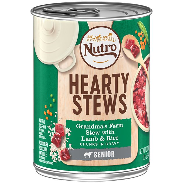 Nutro Senior Hearty Stews Grandma's Farm Stew With Lamb & Rice Chunks In Gravy Canned Dog Food, 12.5-oz, case of 12