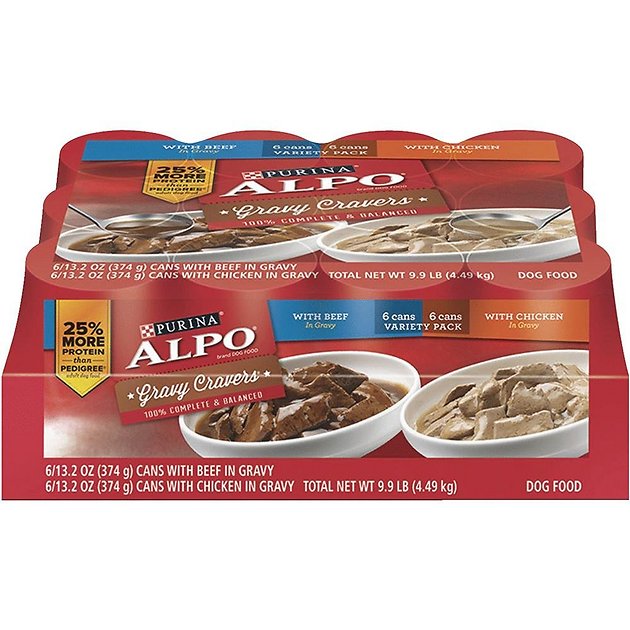 ALPO Gravy Cravers Variety Pack Canned Dog Food, 13.2-oz, case of 12