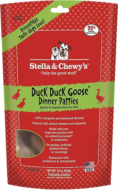 Stella & Chewy's Duck Duck Goose Dinner Patties Grain-Free Freeze-Dried Dog Food