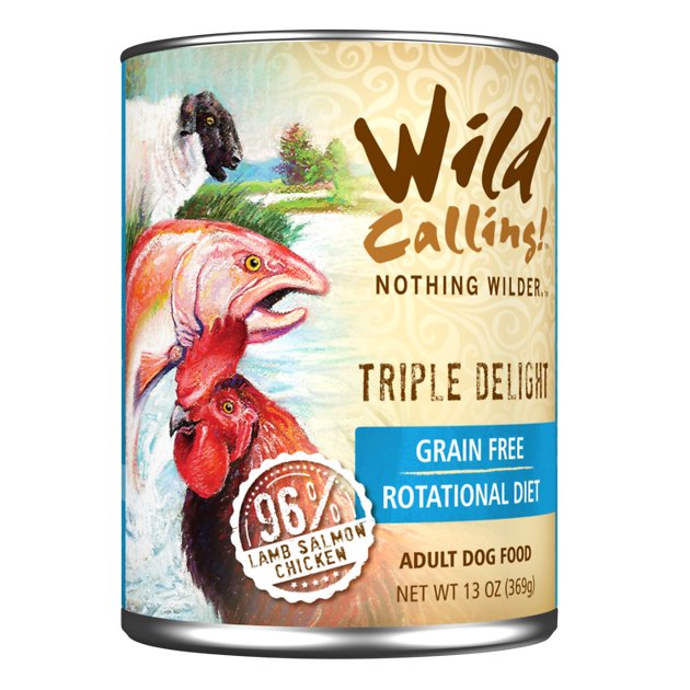 Wild Calling Triple Delight 96% Lamb, Salmon & Chicken Grain-Free Adult Canned Dog Food, 13-oz, case of 12