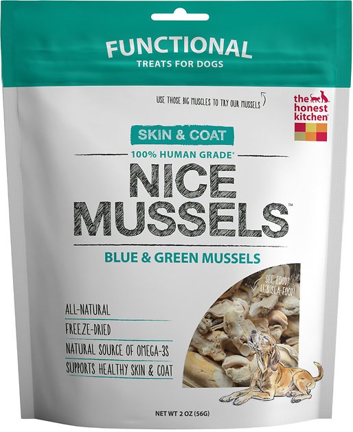 The Honest Kitchen Nice Mussels Blue & Green Mussels Dog Treats, 2-oz bag