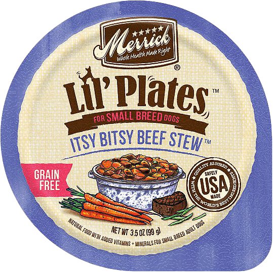 Merrick Lil' Plates Grain-Free Itsy Bitsy Beef Stew Dog Food Trays, 3.5-oz, case of 12