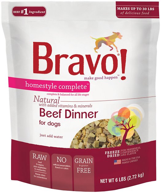 Bravo! Homestyle Complete Beef Dinner Grain-Free Freeze-Dried Dog Food