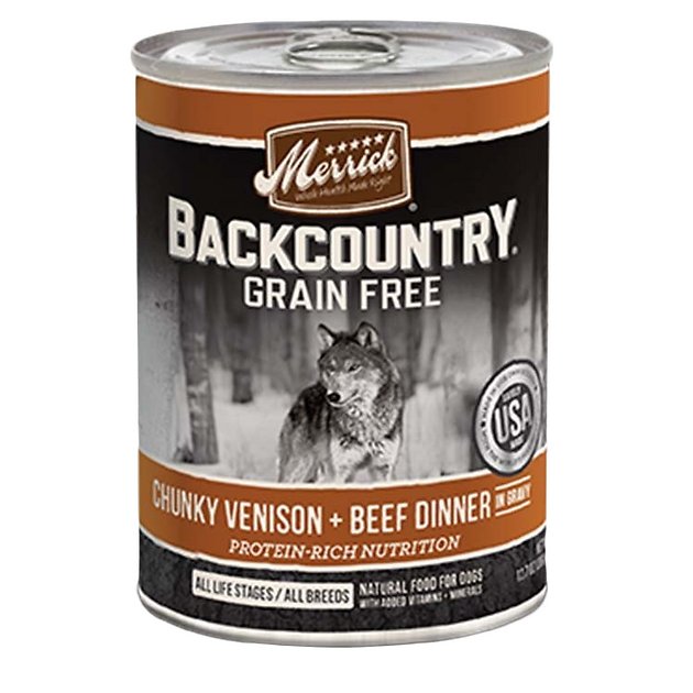 Merrick Backcountry Grain-Free Chunky Venison & Beef Dinner in Gravy Canned Dog Food, 12.7-oz, case of 12