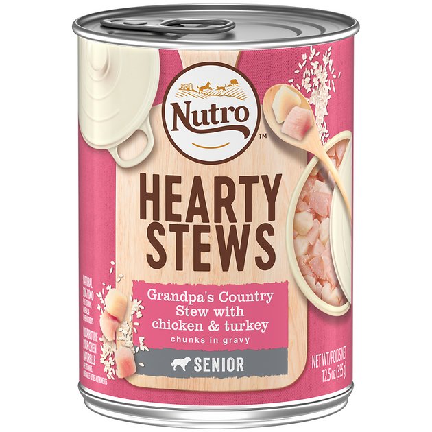 Nutro Senior Hearty Stews Grandpa's Country Stew With Chicken & Turkey Chunks In Gravy Canned Dog Food, 12.5-oz, case of 12