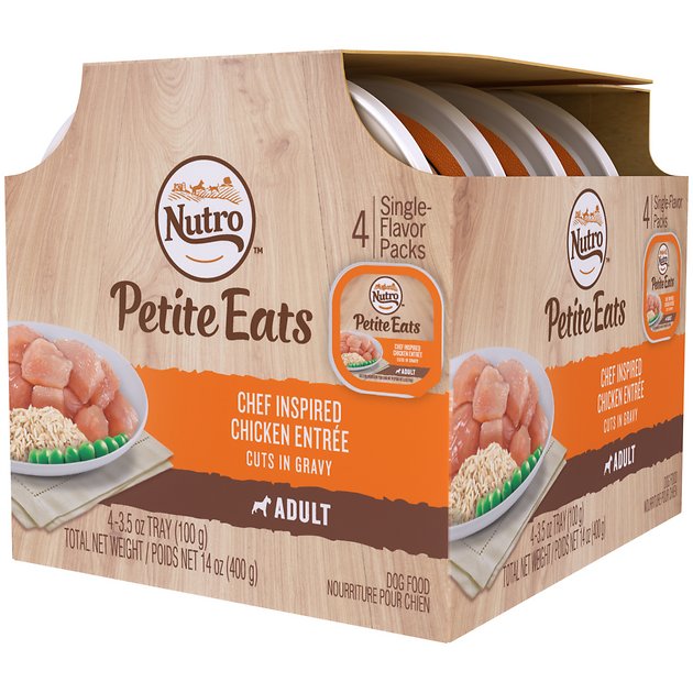 Nutro Petite Eats Multipack Chef Inspired Chicken Entrée Cuts In Gravy Dog Food Trays, 3.5-oz, case of 4