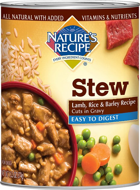 Nature's Recipe Easy-To-Digest Lamb, Rice & Barley Recipe Cuts in Gravy Stew Canned Dog Food, 13.2-oz, case of 12