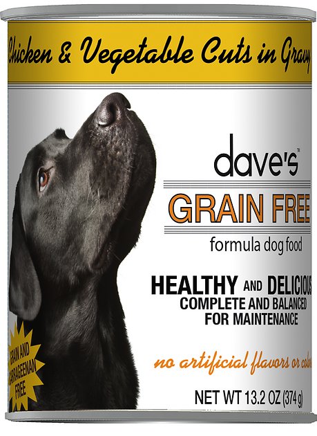 Dave's Pet Food Grain-Free Chicken & Vegetable Cuts in Gravy Canned Dog Food, 13-oz, case of 12