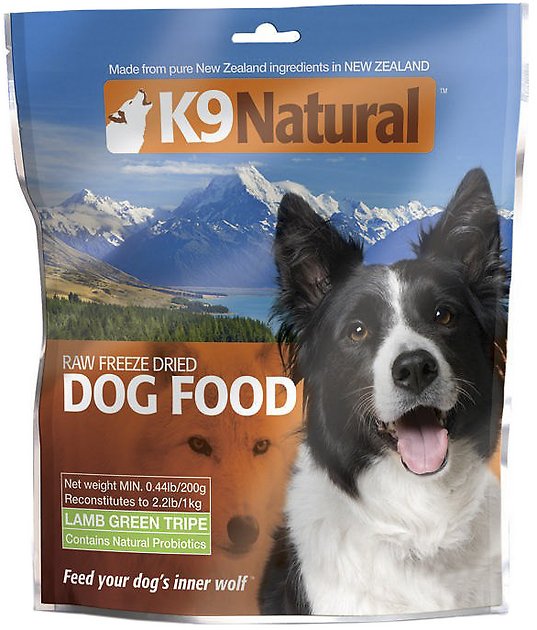 K9 Natural Lamb Green Tripe Raw Grain-Free Freeze-Dried Dog Food, 0.44-lb bag, makes 2.2-lbs of food