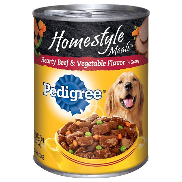 Pedigree Homestyle Meals Hearty Beef & Vegetable Flavor in Gravy Canned Dog Food, 13.2-oz, case of 12