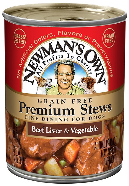 Newman's Own Organics Grain-Free Premium Beef Liver & Vegetable Stew Canned Dog Food, 12-oz, case of 12