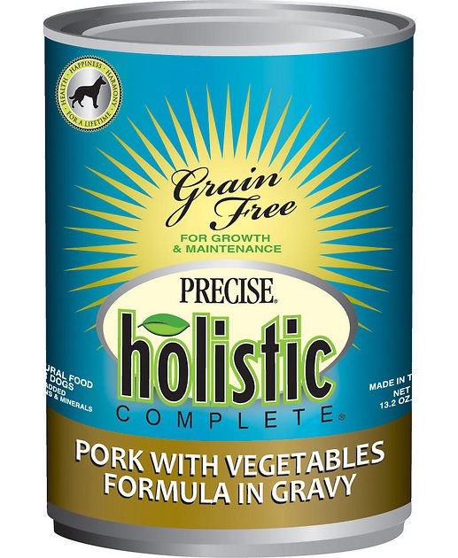 Precise Holistic Complete Pork with Vegetables Formula in Gravy Grain-Free Canned Dog Food, 13.2-oz, case of 12