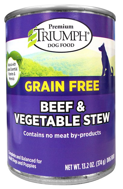 Triumph Grain-Free Beef & Vegetable Stew Canned Dog Food, 13.2-oz, case of 12