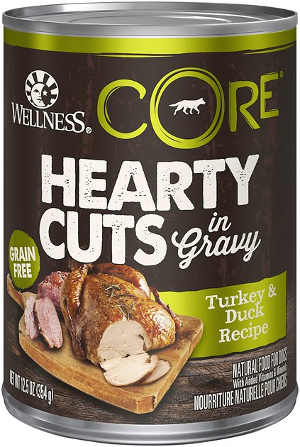 Wellness CORE Hearty Cuts in Gravy Turkey & Duck Recipe Grain-Free Canned Dog Food, 12.5-oz, case of 12