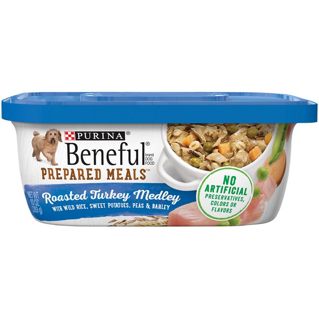 Purina Beneful Prepared Meals Roasted Turkey Medley with Corn, Wild Rice, Peas & Barley Wet Dog Food, 10-oz, case of 8